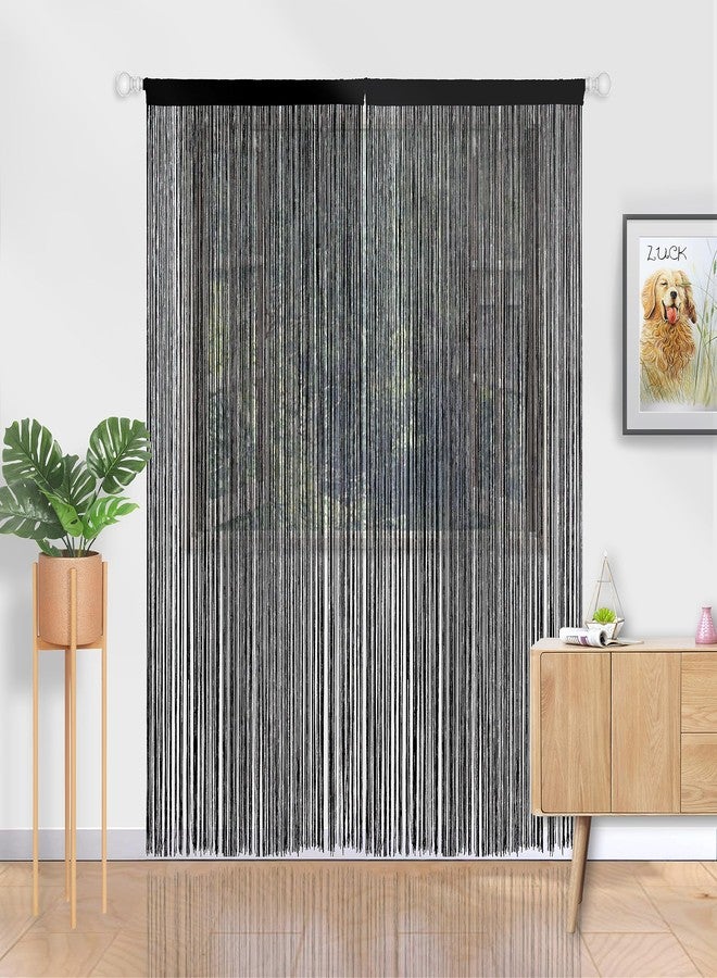 YIIBAII Door String Curtains Fringe Door Curtains for Doorways Window Room Decoration Living Room Divider(39"x110", Blcak) - Image 5